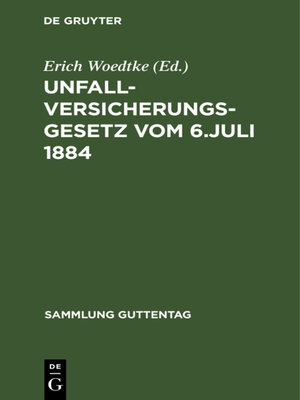 cover image of Unfallversicherungsgesetz vom 6. Juli 1884